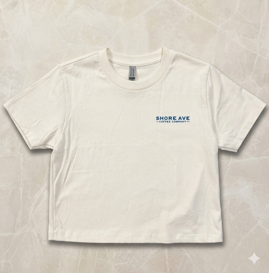 White Women's Shore Ave T-Shirt front
