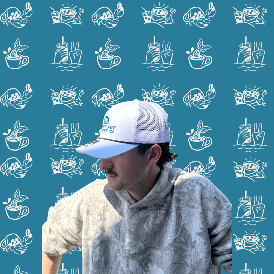 shore ave white trucker hat