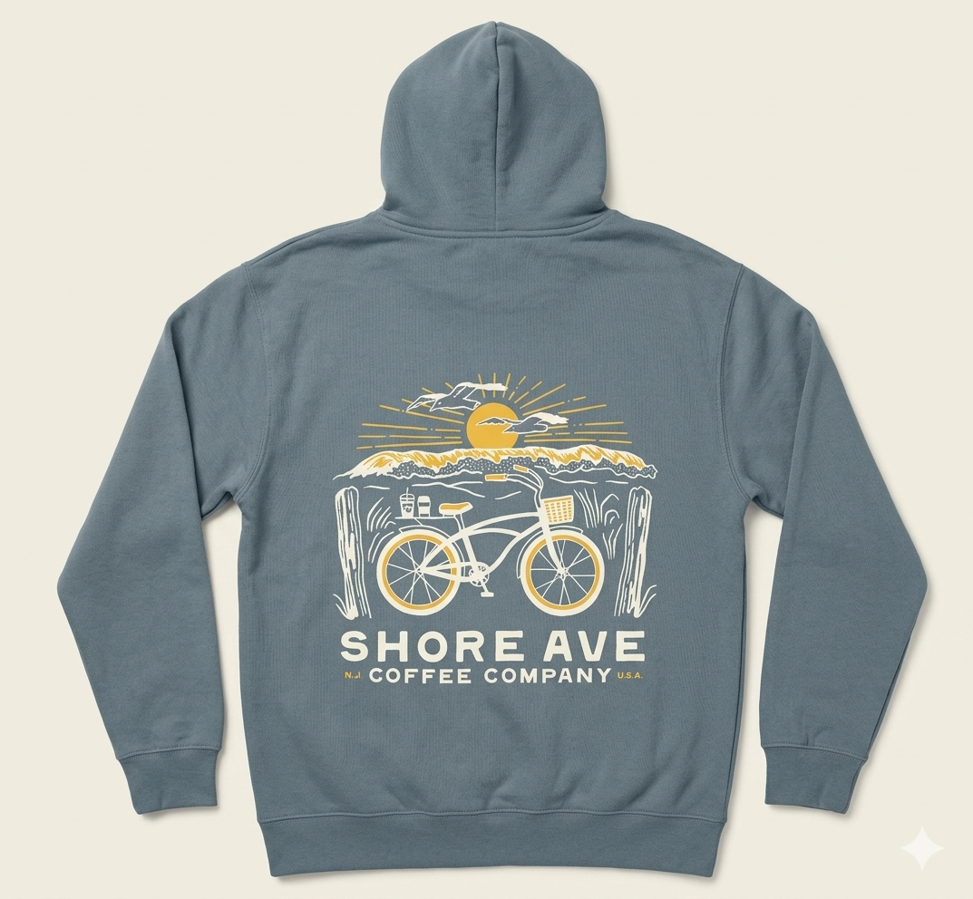 Teal Shore Ave Crewneck back